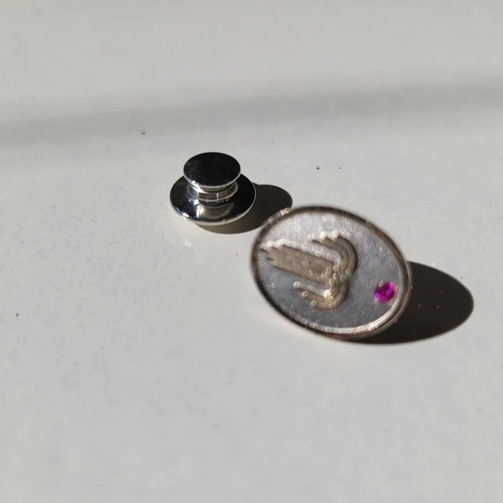 Vintage Saguaro Cactus 10k White Gold Filled Ruby Accent Lapel Pin